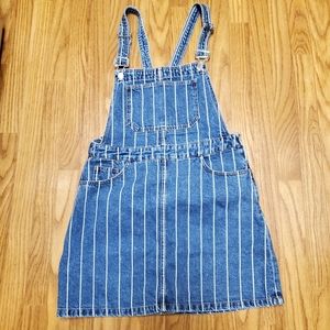 NWOT - H&M DENIM STRIPED OVERALL DRESS - SIZE 10